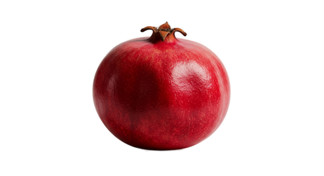 Juicy Pomegranate With Water Droplets Isolated On Red Gradient Background
