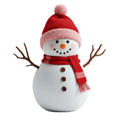 Happy Snowman Wearing Red Hat and Scarf Christmas Winter Holiday