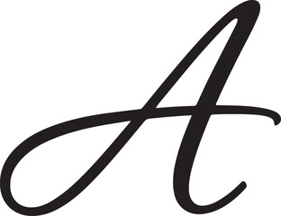 Elegant calligraphy letter a symbol in classic black script for design projects transparent background