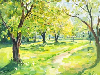 Lush, sun-drenched parkland