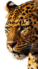 Naklejka premium Leopard Face Realistic Illustration Warm Tones Soft Light