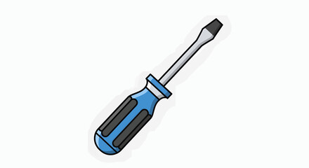 Fototapeta premium Illustration of a flathead screwdriver with a blue handle.