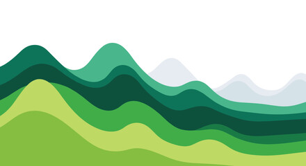 Abstract Green Mountain Landscape Illustration for Modern Presentation Backgrounds, Nature-Inspired Marketing, and Eco-Friendly Business Designs: Serene Layered Hills Visual for Healthcare, Technology