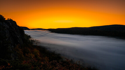 Beautiful sunrise over the lake of cloud 