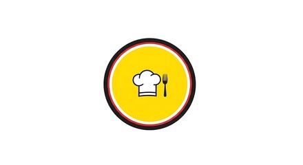 Iconic chef's hat and fork symbol represents culinary excellence, fine dining, and professional cooking in a vibrant, eye-catching design perfect for restaurants or food blogs.