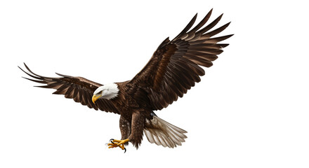 Obraz premium Majestic Bald Eagle Spreading Wings on Transparent Background