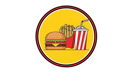 Savor the delicious combo of a juicy burger, crispy fries, and refreshing soda, a perfect treat for any craving, ideal for fast food promotions and vibrant menu designs.