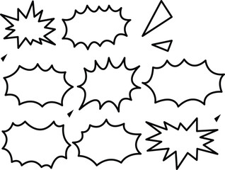 Fototapeta premium Variety of blank comic speech bubbles and symbols in black and white vector illustration