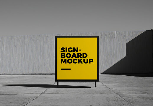 Square Signboard Mockup Template