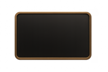 Black chalkboard with wooden frame on transparent background
