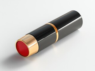 Luxurious black lipstick tube with gold accents