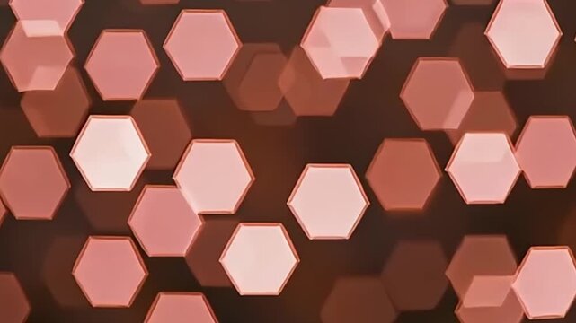 Ultra High Resolution 4K Soft Hexagonal Pink Rose Light Bokeh Background Seamless Loop Dreamy Romantic Abstract Glowing Pastel Texture Cinematic Defocused Illumination Elegant Luminous Particles Motio