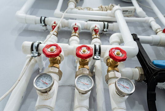 diagnosticready heating system setup featuring brass connectors and multiple pressure gauges