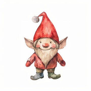 A Christmas knome art illustration watercolor.
