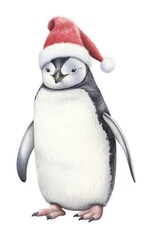 Fototapeta premium Christmas penguin drawing animal bird.