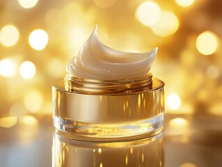 Luxurious gold cream jar with luxurious cream