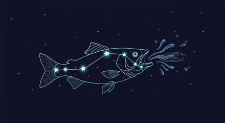 Aquatic Star Map Fish Constellation Galaxy Splash