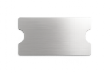 Blank brushed metal ticket template with transparent background