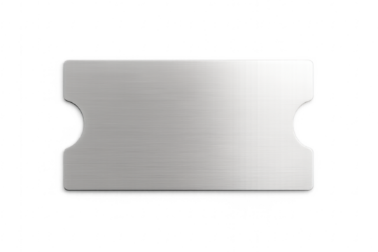 Blank brushed metal ticket template with transparent background