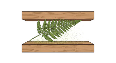 Botanical Press Fern Frond Releasing Green Spores