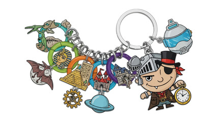 Chrononaut Keyring Steampunk Knight Enamel Charm Set
