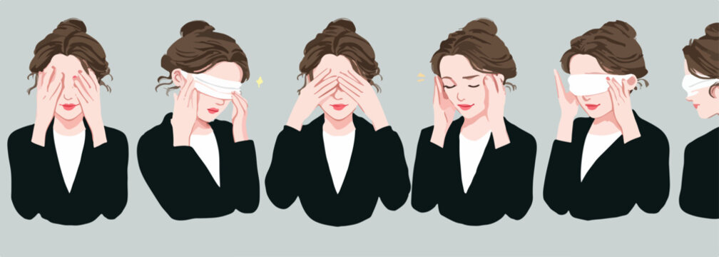 Ilustraci&oacute;n vectorial de una mujer con los ojos vendados, simbolizando la ignorancia, la ceguera o la falta de conocimiento.