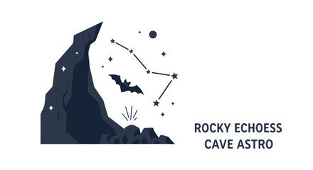 Cosmic Bat Cave Exploration Under the Constellation Night Sky