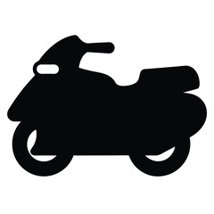 Simple Black Silhouette of a Motor Scooter on an Isolated White Background