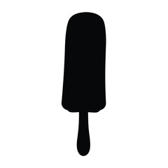Simple Black Silhouette Illustration of a Classic Ice Cream Bar on a Stick