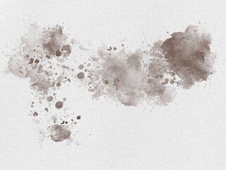 Abstract Brown Splatter Paint Stain Illustration on White Paper for Background and Wallpaper