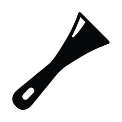 Black and white graphic illustration of a plastic scraper tool for cleaning