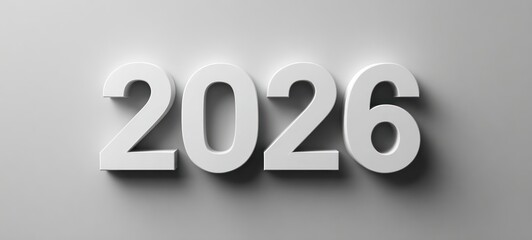 2026 White Number on Gray Background.