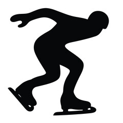 Silhouette illustration depicting a person speed skating in a dynamic posture