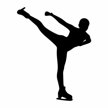 Elegant silhouette of a figure skater performing a Biellmann spin or similar skill