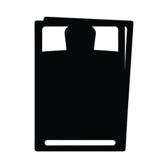 Top down view of a double bed with pillows in minimalist style