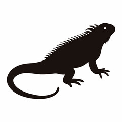 Black silhouette of a reptile, possibly an iguana or similar lizard