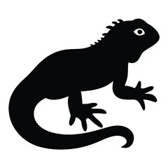 Silhouette of an Iguana with a Curled Tail and Distinctive Spikes