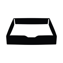 Black silhouette of an empty office desk drawer on white background