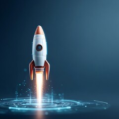Rocket launching for sme growth and vision in technology industry futuristic environment powerful concept