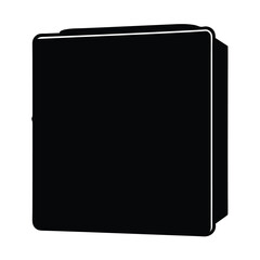 Black cube outline in white space, isolated on white background for design