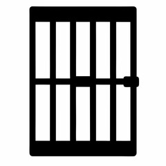 A Simple Black and White Graphic of a Door with Vertical Bars