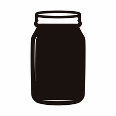 Simple black silhouette vector illustration of a canning jar with wide mouth