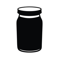 Black and white vector illustration of a simple jar with lid