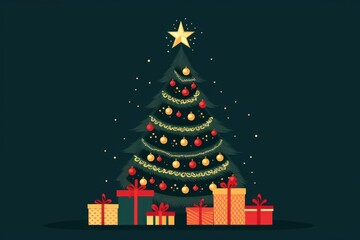 Obraz premium Ornament and Garland christmas tree ornament.