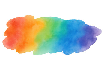 Rainbow watercolor splash creating a diverse and vibrant artistic brush stroke with transparent background
