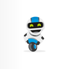 Friendly Cartoon AI Robot with Wheel, Playful Tech Mascot for Kids and Brands