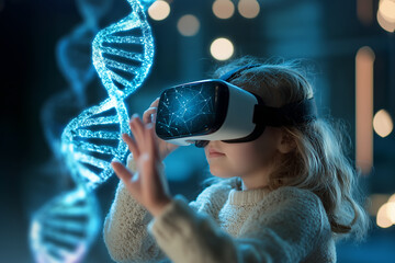 Child Exploring DNA Structure in Virtual Reality