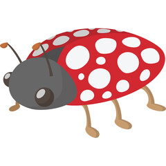 A Detailed Pixel Art Illustration of a Red Ladybug with White Spots and a Transparent Background