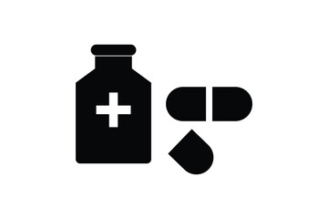 Medicine Box Icon and Capsule icon, and pill box icon.