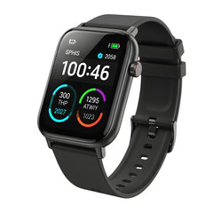 Closeup of a black smartwatch displaying health data isolated on transparent background, showcasing modern technology